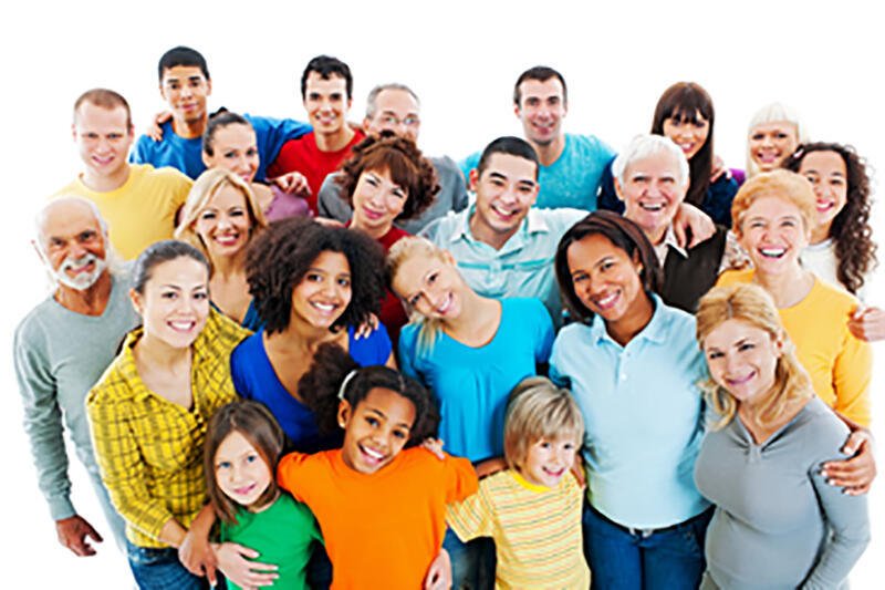 Large Group of Happy People standing together.